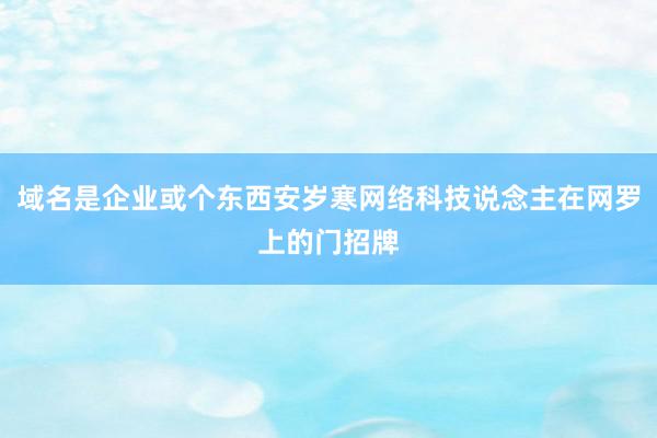 域名是企业或个东西安岁寒网络科技说念主在网罗上的门招牌